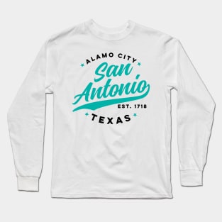 Vintage San Antonio Alamo City Texas Teal USA Long Sleeve T-Shirt